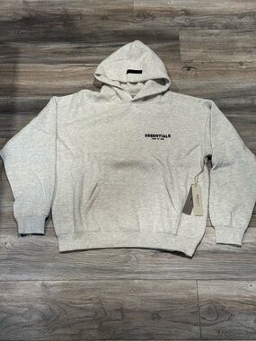 ESSENTIALS Light Heather Gray Pullover Hoodie with Chest Logo